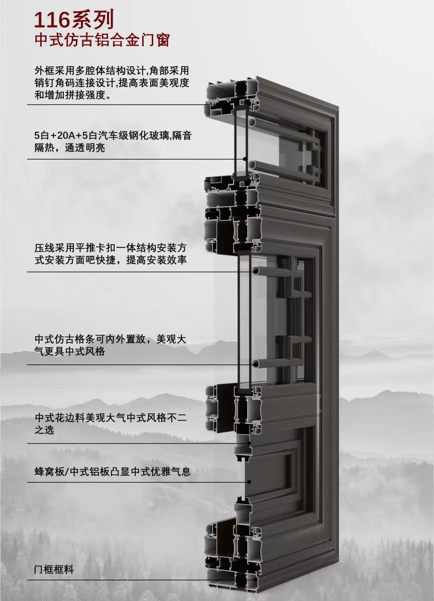 116系列中式仿古铝合金门窗